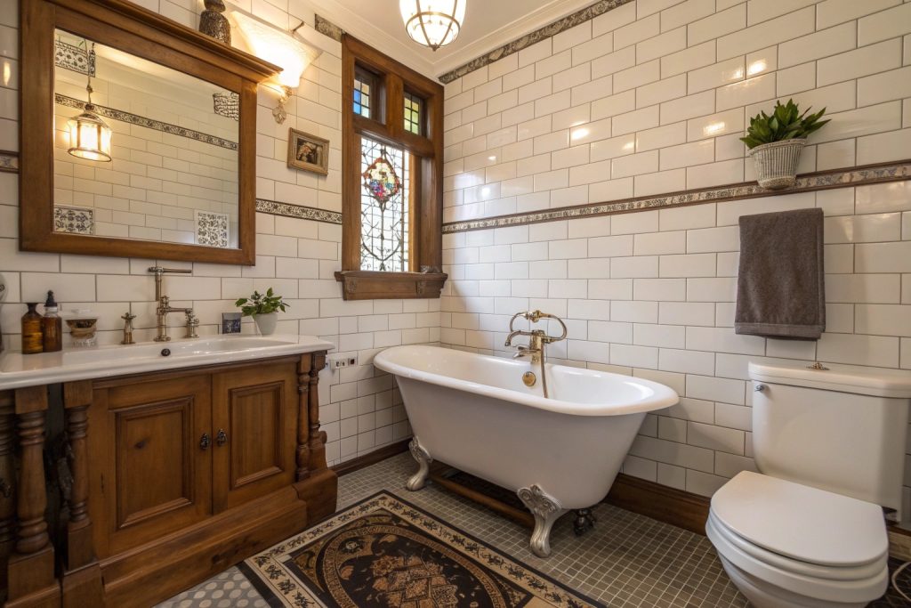 Victorian heritage bathroom renovation with period fixtures and traditional tiles Battery Point